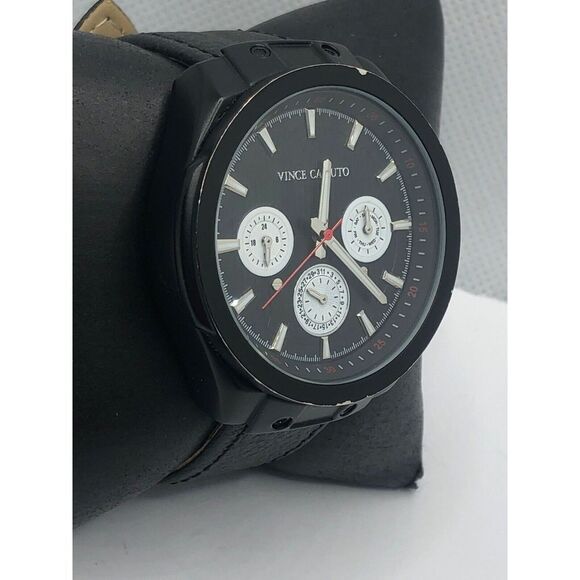 Vince Camuto Unisex Black Leather Digital Black Dial Quartz Genuine Watch OP199 - Picture 3 of 9